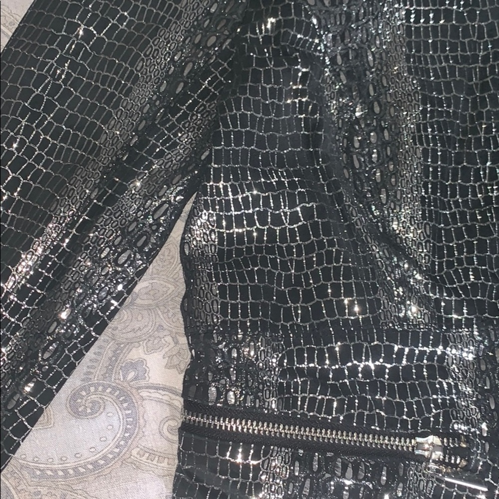 Bebe Cropped Suede/Foil Jacket - image 2